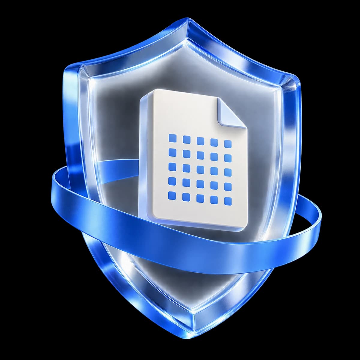 A document protected by a glass shield with a blue rim
