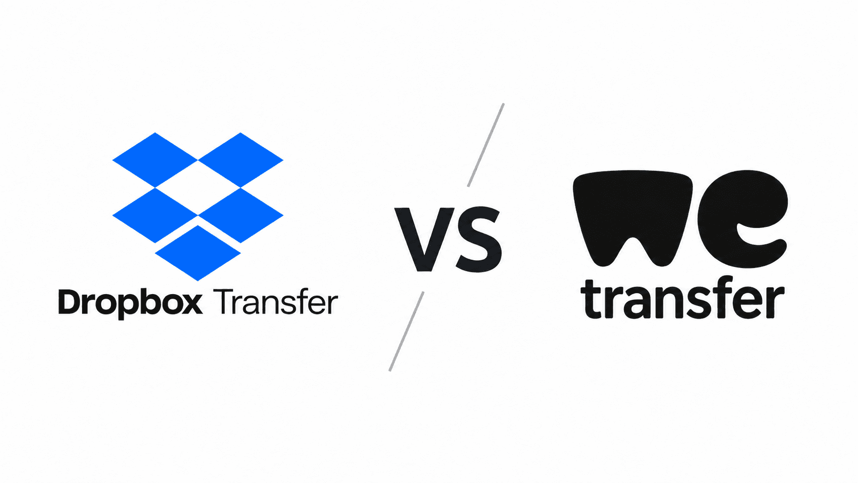 Dropbox Transfer and WeTransfer logos separated by VS